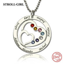 Strollgirl-Collar personalizado de Plata de Ley 925 con corazón de mamá, collar con 7 nombres de niños y piedras de nacimiento, joyería de plata 2024 - compra barato