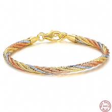 BOCAI-pulsera de plata de ley S925 auténtica para mujer, joyería clásica, cadena de mano de plata tailandesa trenzada de cinco cables de tres colores, 2021 2024 - compra barato