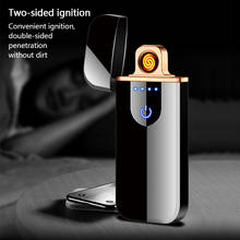Длинная мини-зажигалка с сенсорным Индукционным экраном, ветрозащитная USB Электронная зажигалка для зарядки, Классическая Высококачественная Зажигалка в подарочной коробке 2024 - купить недорого