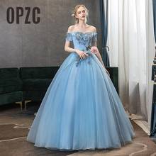 Vestidos de tul azul claro para quinceañera, Vestidos de manga corta con bordado de encaje y bola de cristal, Vestidos de 16 años, 15 Anos 2024 - compra barato