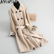 Ayu-abrigo de piel auténtica para mujer, chaqueta de lana con Cinturón de piel de oveja, chaquetas coreanas MY4250, 2020, 100% 2024 - compra barato