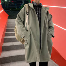 Legível outono casual trench coat homens marca de moda médio manga longa sólida bolso trench jacket masculino solto blusão homem 2024 - compre barato
