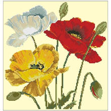 Tricolor poppy patterns  Counted Cross Stitch  11CT 14CT 18CT DIY Chinese Cross Stitch Kits Embroidery Needlework Sets 2024 - buy cheap