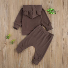 Newborn Baby 2-piece Outfit Set Long Sleeve Solid Color Hoodie and Pants Set for Kids Boys Spring Autumn 2024 - buy cheap