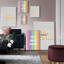 Positive Motivational Typography Poster Rainbow Canvas Painting Inspirational Girl Power Poster Wall Art Modern Print Pictures 2024 - buy cheap