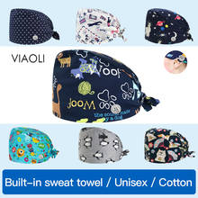 viaoli new men and women sweat-absorbent cartoon printing Adjustable Scrubs Cap Button cap work hats Scrub Cap Wholesale prices 2024 - buy cheap