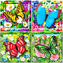 MomoArt-Cuadro de mariposa bordado con diamantes de imitación, mosaico de flores, bordado, punto de cruz, decoración del hogar 2024 - compra barato