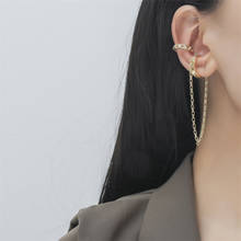 2Pcs/Set Non-Pierced Ear Cartilage Clip on Earrings for Women Ladies Metal Ear Cuff Simple Long Rhinestone Tassel Chain Earcuffs 2024 - buy cheap