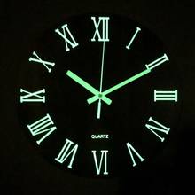 Reloj de pared luminoso redondo de madera para decoración del hogar, reloj de cuarzo artístico que brilla en la oscuridad, creativo, silencioso, 3D, fluorescente 2024 - compra barato