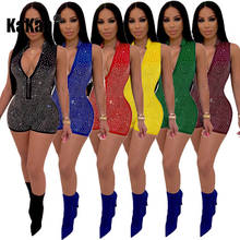 KaKan European and American Nightclub Ladies Sleeveless Rhinestone Jumpsuit 2020 New Sexy Tight Rhinestone Jumpsuit 2024 - buy cheap