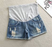 Denim Fashion Maternity Shorts Summer Pregnancy Cotton Short Slim Tight Hole Denim Elastic Maternity Pants 2024 - buy cheap