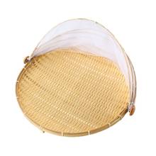 Hand-Woven Food Serving Tent Basket Tray Fruit Vegetable Bread Storage Basket Simple Outdoor Picnic Mesh Net Cover 2024 - buy cheap