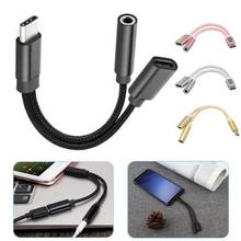 Cabo usb 2 em 1 para entrada de áudio 3.5mm, adaptador de fones de ouvido e carregador para smartphone 2024 - compre barato