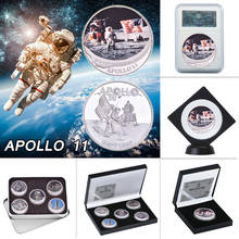 WR Apollo 11-monedas coleccionables de plata del 50 ° aniversario con soporte para monedas, moneda de desafío Original, Colector de medallas de EE. UU., envío directo 2024 - compra barato