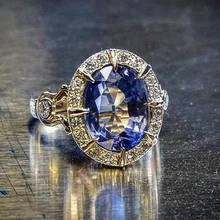 Новое поступление 2020, большие овальные кольца с голубым кристаллом, очаровательные женские модные вечерние Винтажные Ювелирные изделия, лучшие подарки, аксессуары 2024 - купить недорого