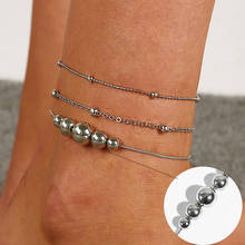 3Pcs/set 2022 Women Anklets Beaded Barefoot Crochet Sandals Foot Jewelry Multilayer Foot Legs Bracelet Anklets 2024 - buy cheap