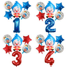 6pcs Cartoon Clown Plim Foil Balloons Set Red Blue 30inch Number Globos Children Happy Birthday Party Decorations Kids Toys Gift 2024 - buy cheap