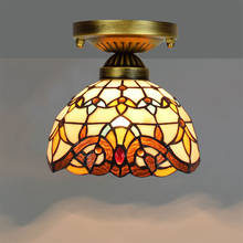 Tiffany Stained Glass Ceiling Lights Vintage Light for Aisle Corridor Balcony Small Ceiling Lamps Yellow Baroque Lamp Nordic 2024 - compre barato