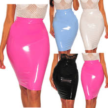 Fashion Bright Candy Color PU Leather Skirt Sexy Slim Hip Short Skirt Women Bodycon Bottoms High Waist Pencil Knee Length Skirt 2024 - buy cheap