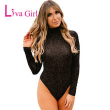 LIVA-Body de cuello alto de manga larga para mujer, traje Sexy de leopardo, mono cálido para mujer, Tops negros/marrones para discoteca, S-L de invierno 2024 - compra barato