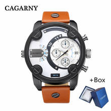 Novo cagarny marca grande moda masculina pulseira de couro luxo relógio de quartzo data exibição movimento japonês relógio de luxo relogio masculino 2024 - compre barato