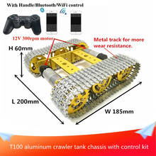 With Control Kit Mini T100 Aluminum Crawler Tank Chassis DIY Intelligent Robot Car with All Metal Track+12V DC Motor RC Toys 2024 - buy cheap