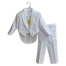 Boy White Bow Tie Christening Suits Kids Full Sleeve Formal Baptism Birthday Clothing Suits Children Ivory Gentlemen Tuxedo 5Pcs 2024 - buy cheap