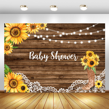 Sunflower Rustic Wood Baby Shower Backdrop White Lace Rural Style Baby Shower Party Decorations Banner Photo Background 2024 - buy cheap