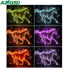 Azqsd pintura diamante quadrado completo cavalo imagem de strass diamante bordado animais mosaico decoração para casa presente artesanal 2024 - compre barato