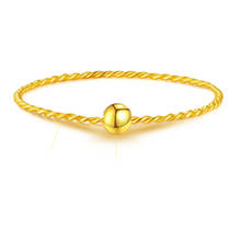 Anillo de oro amarillo de 24K, cuentas lisas de oro 999, anillo de cadena de enlace, anillo de enlace de cola 2024 - compra barato
