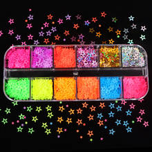Set de 12 cuadrículas de mariposas fluorescentes para decoración de uñas, lentejuelas, purpurina, escamas en 3D, colores mixtos, esmalte de Gel brillante, decoraciones para manicura 2024 - compra barato