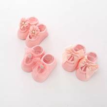 3 Pairs Newborn  Baby Girl  Summer  Princess Cotton Lace Thin Ankle Boat  Toddler Anti Slip Floor Bowknot Flower Sock 2024 - buy cheap