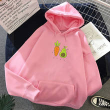 Carrot and Avocado Friends Cartoon Print Crop Hoodies Sweatshirts Kpop Warm Streetwear Kawaii Women's Jacket Harajuku Hoody Girl 2024 - buy cheap