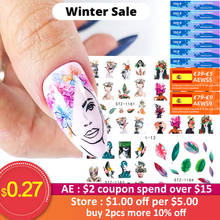 4 in 1 Modern Women Flower Nails Sticker Slider Letter Leaf  Face Water Transfer Decal Foil for Inspiration Nail Art LAI01-19 2024 - купить недорого