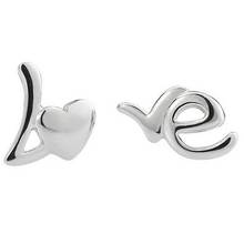 Women Fashion Silver Plated Heart Love Letter Asymmetry Ear Studs Earrings 2024 - buy cheap