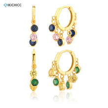 Kikichicc 925 Sterling Silver Gold Pink Blue Hoop Green Yellow Piercing Huggies Zircon Charm Luxury Fashion Fine Jewelry 2020 2024 - buy cheap
