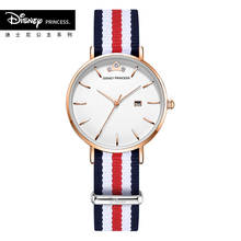 Disney original princesa lona cinta japão quartzo mulheres marca superior magro casual relógio de pulso calendário juventude senhoras meninas presente 2024 - compre barato