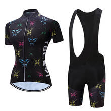 Conjunto de ropa de ciclismo para mujer, Jersey de bicicleta, pantalones de babero, pantalones cortos de bicicleta de carretera, traje de MTB, blusas, uniforme 2021 2024 - compra barato