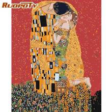RUOPOTY DIY Oil Painting By Numbers Kits For Adults Lovers Kiss Picture By Number HandPainted 60x75cm Frame On Canvas Home Arts 2024 - buy cheap