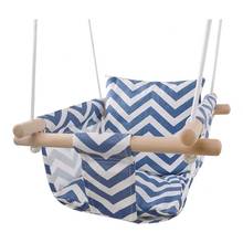 Cotton Canvas Baby Swing Chair Hanging Swing Indoor Outdoor Safety Baby Children's Toy Wooden Seat With Cushion Baby Room Decor 2024 - buy cheap