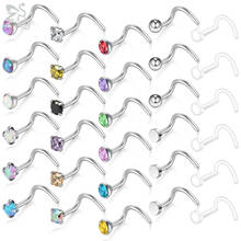 ZS 30 PCS/lot Cubic Zircon Nose Bone Studs 20g Stainless Steel Opal Nose Piercing Stud Clear Bioflex Nose Rings Piercing Jewelry 2024 - buy cheap