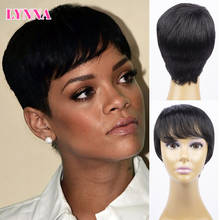 Pixie Cut Wig Human Hair Short BOB With Bangs Natural Color Non Lace Machine Made Cheap Wigs For Black Women 2024 - buy cheap