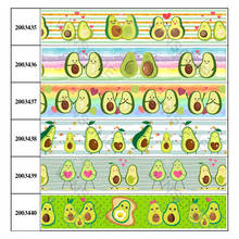 10yards different sizes cute avocado pattern printed grosgrain ribbon 2024 - buy cheap