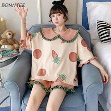 Conjuntos de pijama feminino impressão doce meninas sleepwear solto all-match moda ulzzang estilo coreano estudantes do sexo feminino macio ins elegante chique 2024 - compre barato