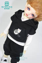 Bjd acessórios de boneca roupas moda preto com capuz traje esportivo, camisa para boneca de 28cm-30cm 1/6 bjd 2024 - compre barato