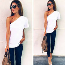 Women Sexy Casual One Shoulder T-Shirts White Tee Tops Fashion Loose Summer Short Sleeve T-shirt 2024 - buy cheap