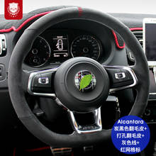 Real Alcantara Volkswagen suede steering wheel cover for VW Golf 7 gti Lamando Sagitar Magotan Tiguan 2024 - buy cheap