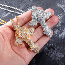 Hip Hop Rose Flower Religious Cross Pendant Short Chain Collar Chunky Necklaces Finding Women Men Gift Jewelry 2024 - buy cheap