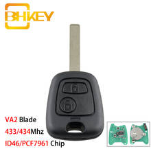 Bhkey 2 botões 433mhz id46 chip remoto chave keyless entrada fob para peugeot 307 para citroen c1 c3 substituição carro chave va2 lâmina 2024 - compre barato