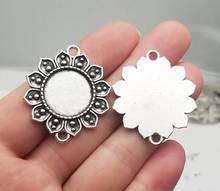 6pcs/lot 16mm inner size ( 34*28mm outer size ) Vintage Antique Silver plated Alloy Flower Cameo Cabochon Base Setting Connetcor 2024 - buy cheap